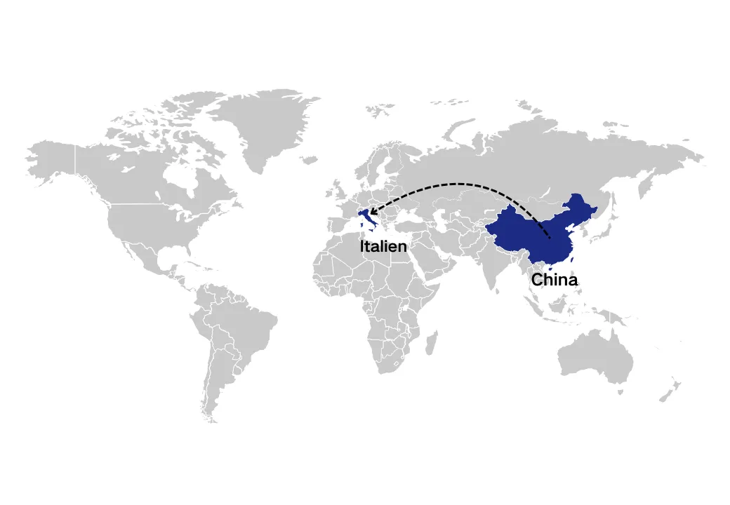 shipping from China to Italien